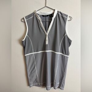 abacus sleeveless top gray and white stripe sports wear women’s size L